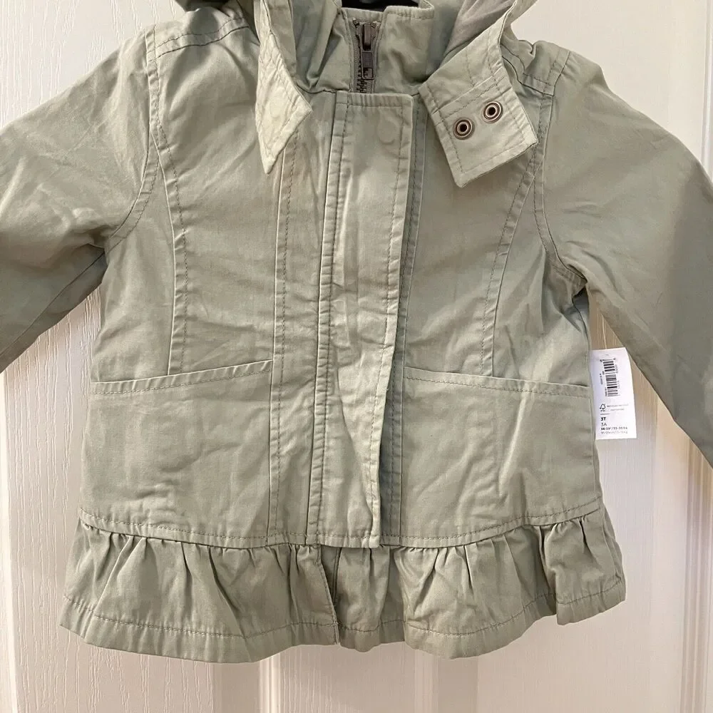 Old Navy Green Hooded Peplum Hem Hooded Jacket Girls Size 3T NWT